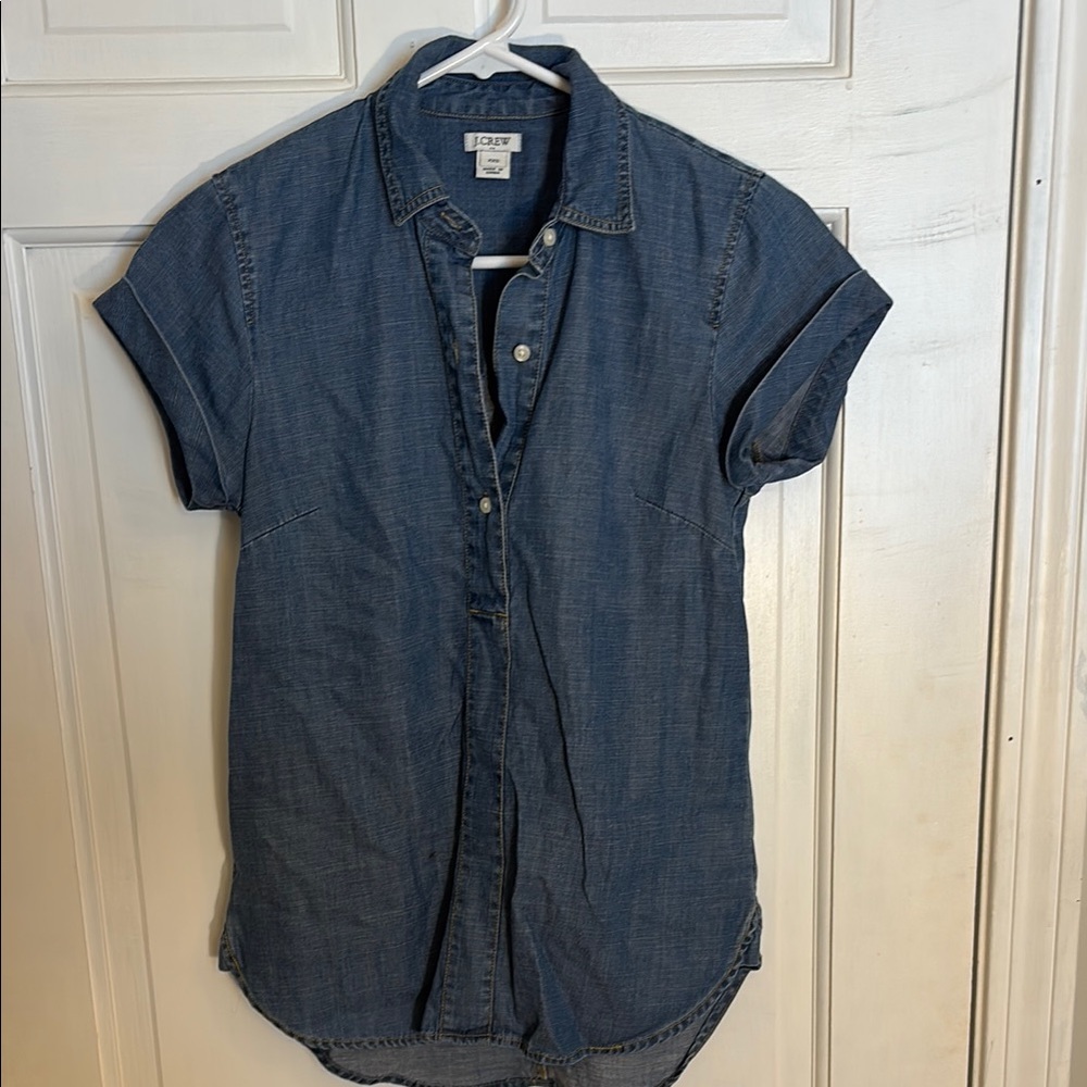 J. Crew Denim Short Sleeve tunic length shirt